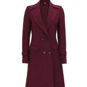 Women’s Double Breasted Maroon Wool Coat Size Small